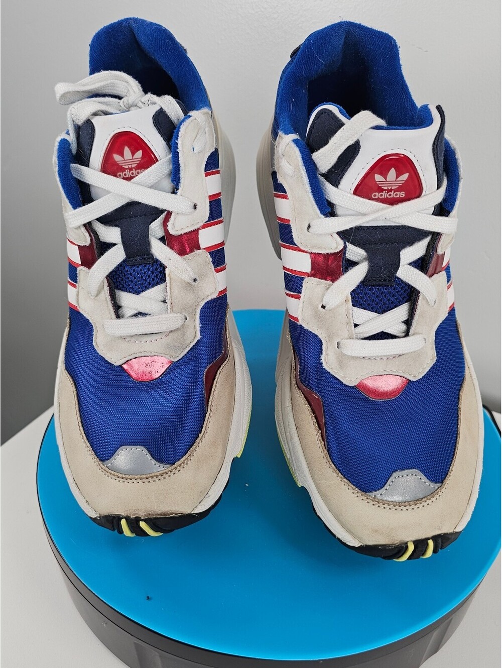 Adidas Retro Blue, Red, and White Athletic Sneakers